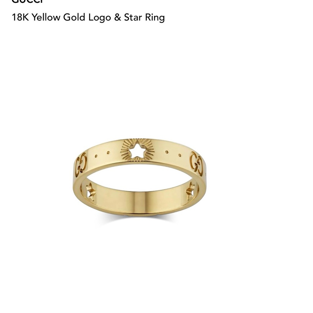 Gucci 18K Yellow Gold Logo Star Ring